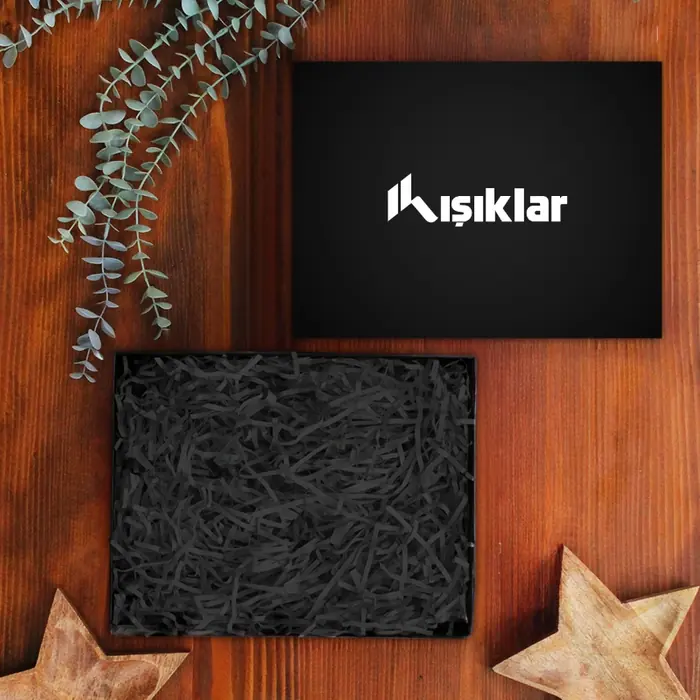 Siyah Kutu Üstü Logo Baskısı — 30x24x10cm Siyah Amerikan Bristol Kutu & Kutu İçi Zigzag Kağıt