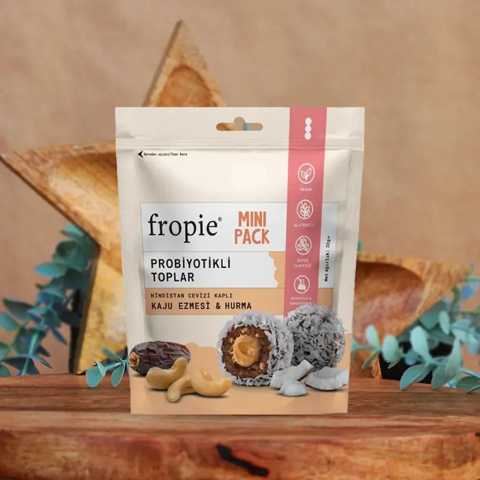Fropie Hurma Topları — Fropie Probiyotikli Toplar Hindistan Cevizi Kaplı Kaju Ezmesi & Hurma (MİNİ PACK)