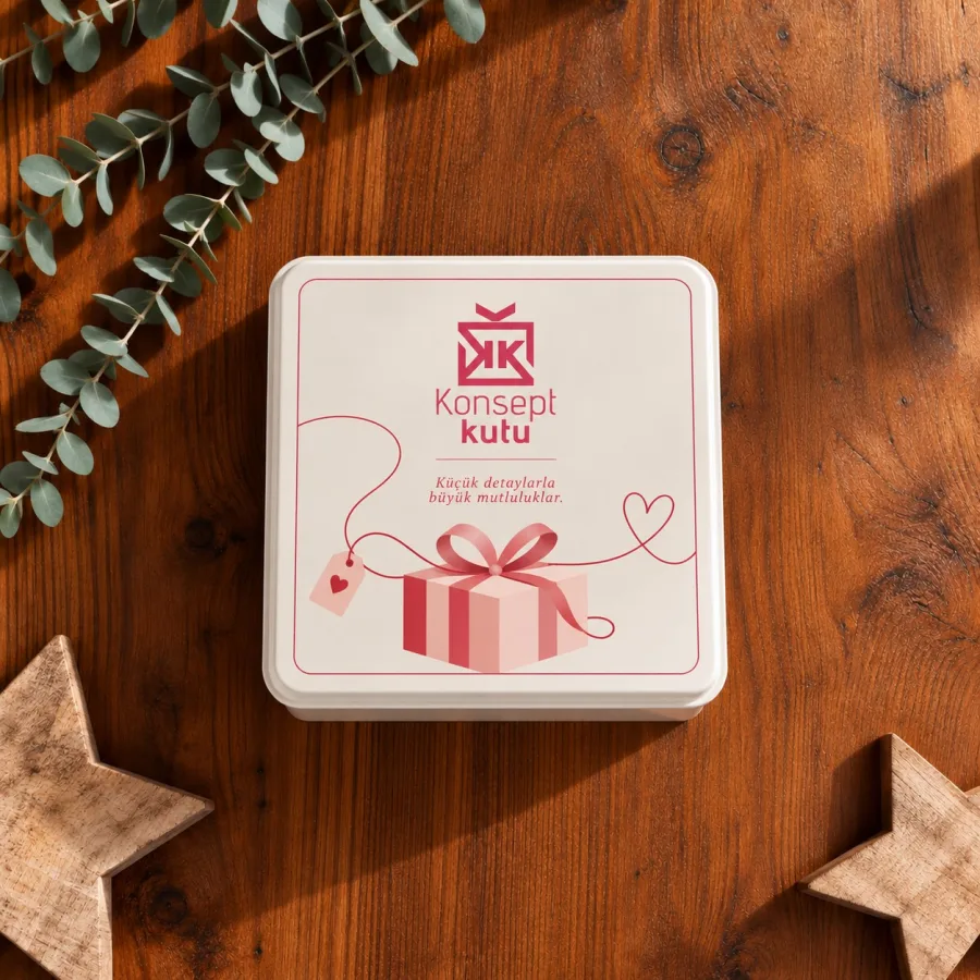 Teneke Kutu 19x19cm — 30x24x10 cm ebadında mukavva malzemesinden oluşturulan mıknatıslı kutu & istenilen renkte…