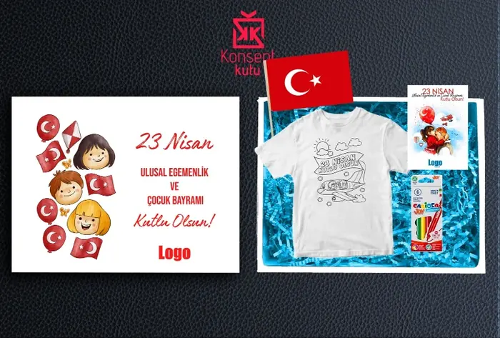 Alternatif-2 — 30x24x10 cm Kutu & Firma Logosu,Boyanabilir Tshirt, Sticker, Türk Bayrağı ,Yıkanabilir…
