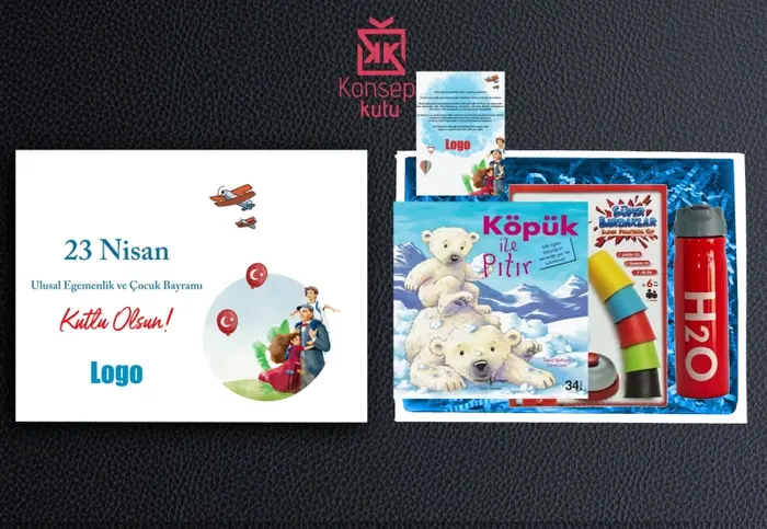 Alternatif-3 — 30x24x10 cm Logo Baskılı Kutu & Zigzag Kağıt, Okul Çağı Hikaye Kitabı, Süper Bardaklar…