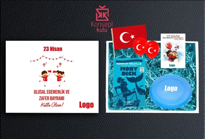 Alternatif-4 — 30x24x10 cm Logo Baskılı Kutu & Zigzag Kağıt, Okul Çağı Hikaye Kitabı, Türk Bayrağı, 2…