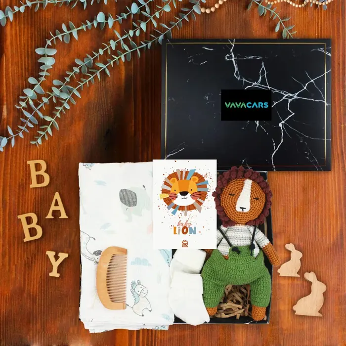 BebekKutu4 — Logo Sticker MermerTasarım Kutu, Aslan Amigurumi Oyuncak, Bebek Çorabı, Bebek Tarağı…