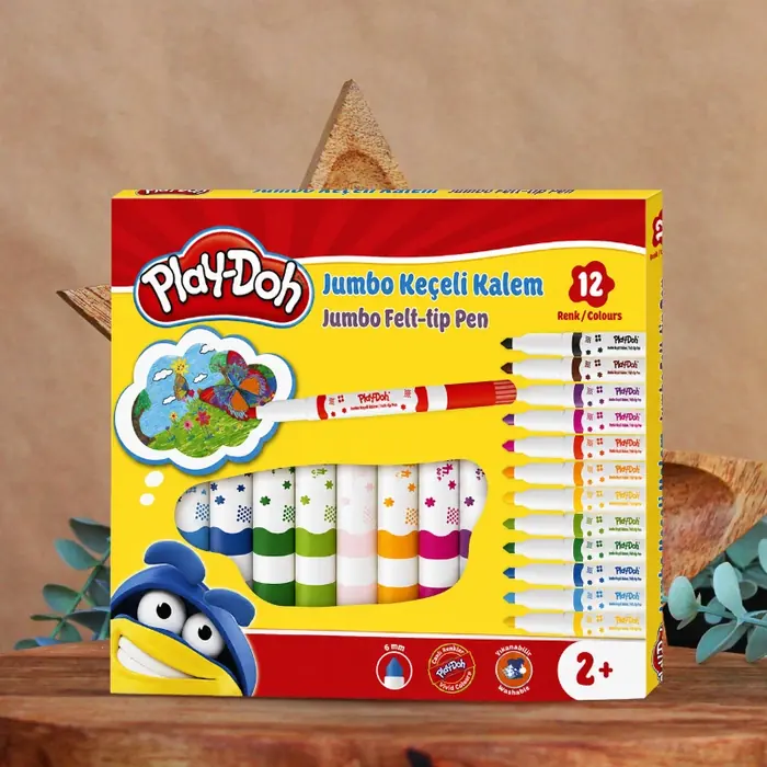 PLAY-DOH JUMBO KEÇELİ KALEM 6MM 12'Lİ