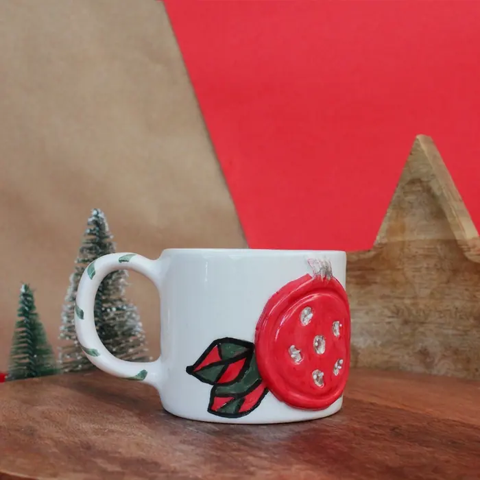 Nar Figürlü Seramik Kupa — Hand Made Seramik Ekspresso Bardağı