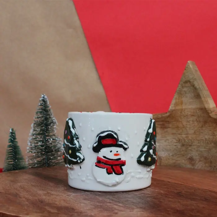 Kardan Adam Figürlü Seramik Kupa — Hand Made Seramik Ekspresso Bardağı
