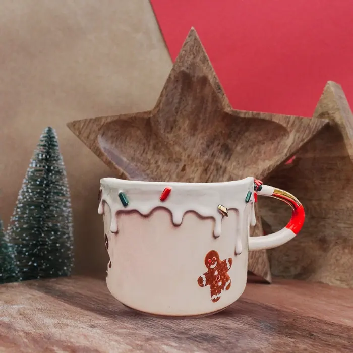 Kurabiye Adam Detaylı Özel Tasarım Kupa — Hand Made Seramik Ekspresso Bardağı