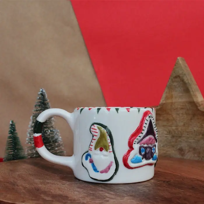Noel Cücesi Figürlü Seramik Kupa — Hand Made Seramik Ekspresso Bardağı