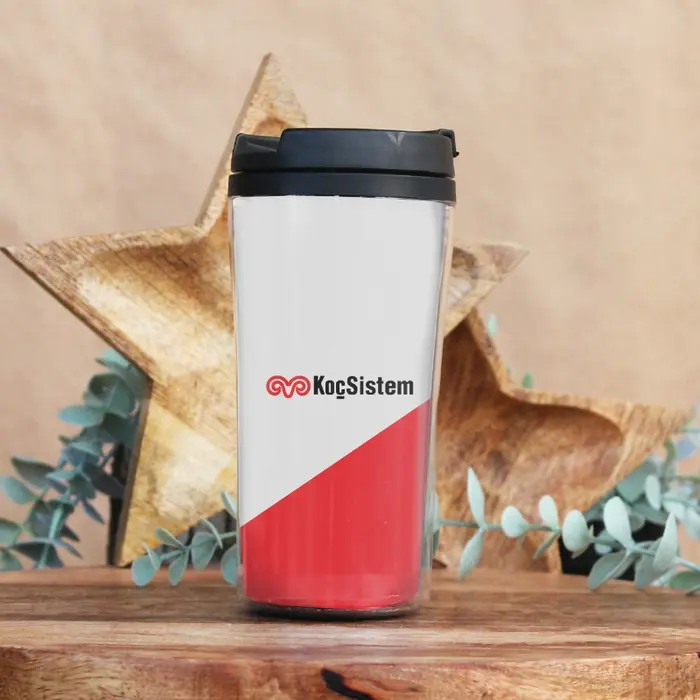 Dijital Baskılı Termos — İç-Dış Plastik, 280ml Hacminde, Altındaki Silikon Pedler Sayesinde Kaymaz, Dijital Baskı…