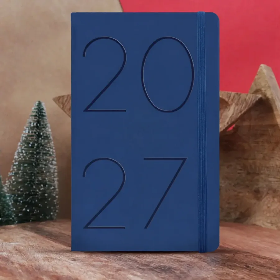 2027 Yılı Lacivert 12 Aylık A5 Ajanda — 13x21 cm termo deri tarihli günlük ajanda