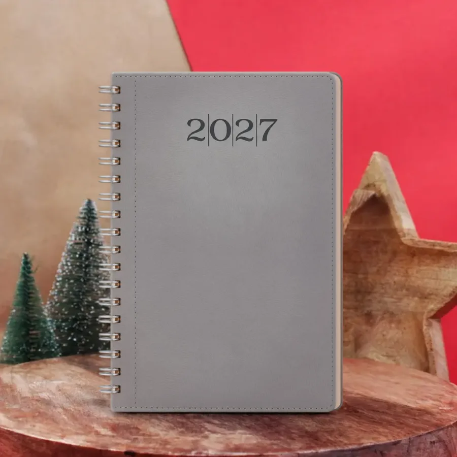 2027 Spiralli Ajanda — Tarihli günlük termo deri ajanda