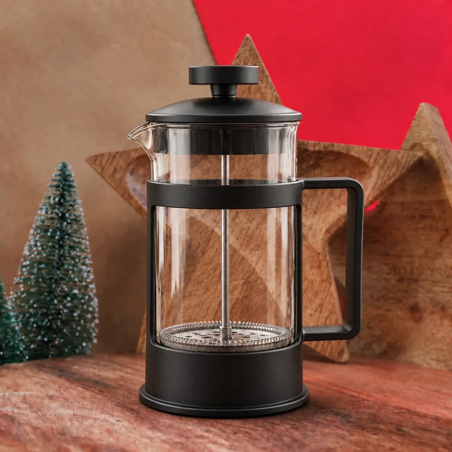 Siyah Frenchpress — Cam Ölçekli Siyah Kapaklı 350ml French Press