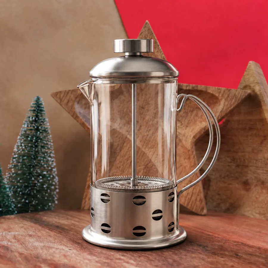 Metal Frenchpress — Cam Ölçekli Siyah Kapaklı 350ml French Press