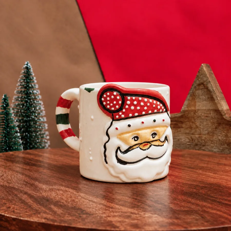 Sevimli Noel Baba Figürlü Seramik Kupa — Hand Made Seramik Ekspresso Bardağı