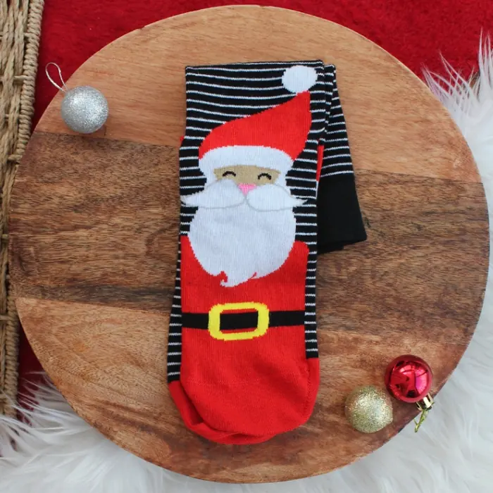 Çizgili Noel Baba Desenli Çorap
