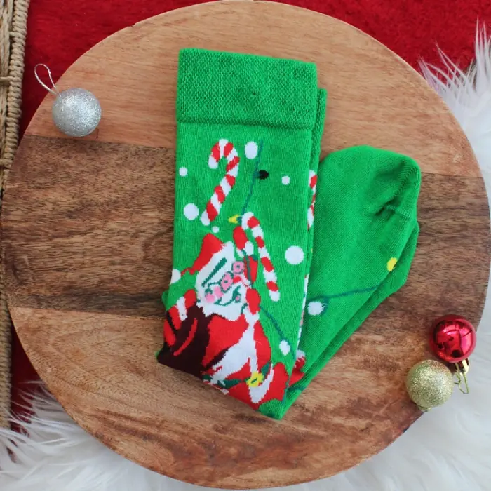 Yeşil Noel Babalı Çorap