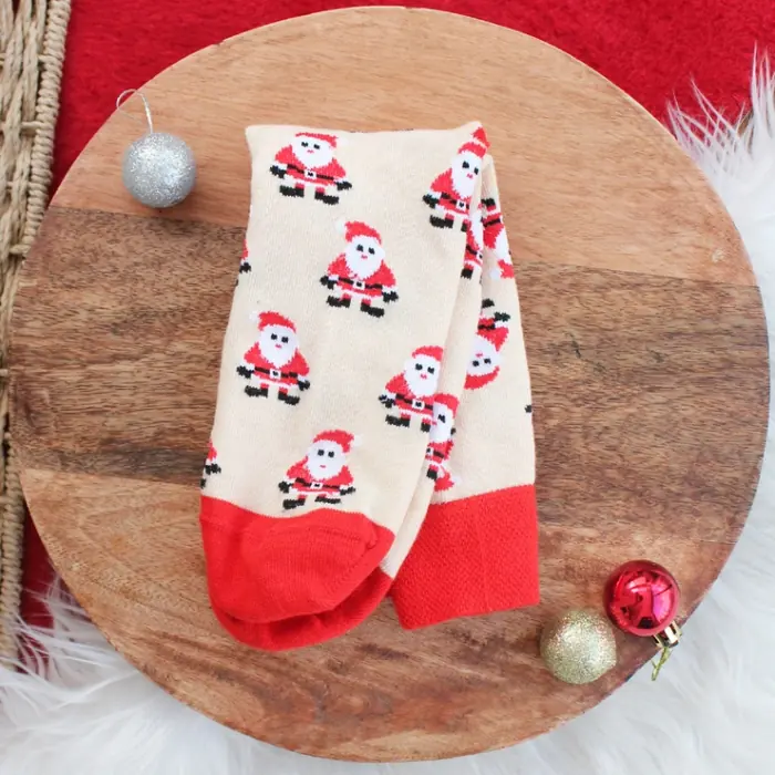Beyaz Noel Babalı Çorap