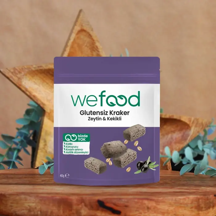 Wefood Glutensiz Kraker — 40 gr Glutensiz Zeytinli Kekikli Kraker