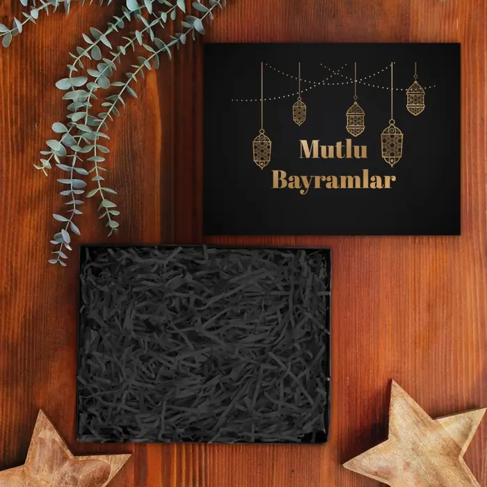 Siyah Kutu Üstü Logo Baskısı — 30x24x10cm Siyah Amerikan Bristol Kutu & Kutu İçi Zigzag Kağıt