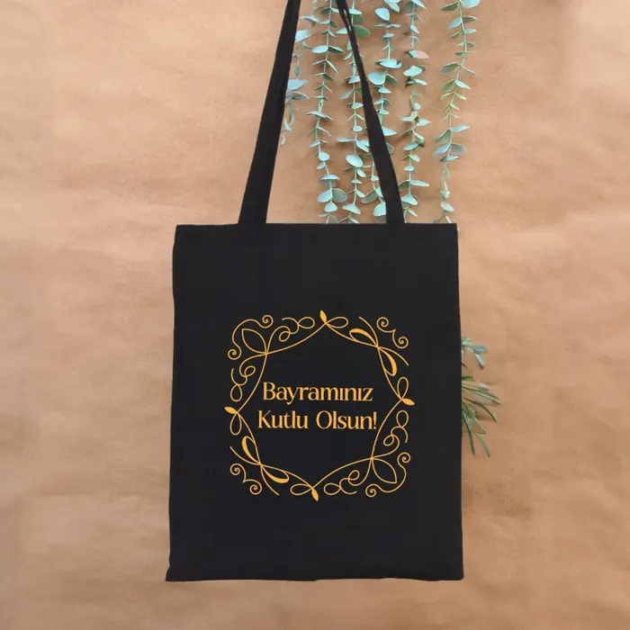 Siyah Ham Bez Çanta — 35x40cm Siyah Ham Bez Sırt Çantası Üzeri 10cm Logo Alanı Tek yön baskı