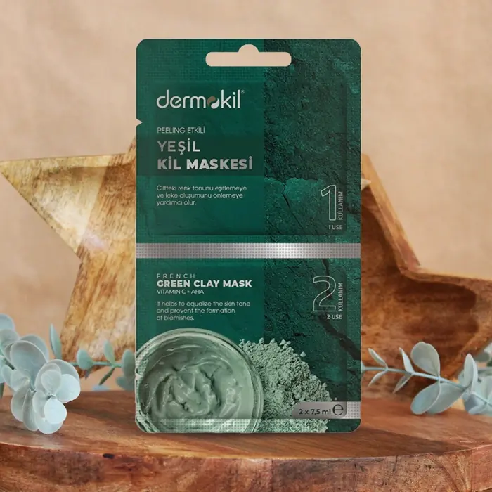 Dermokil Peeling Etkili Yeşil Kil Maske 15ml-2 Dermokil Peeling Etkili Yeşil Kil Maske — Dermokil Peeling Etkili Yeşil Kil Maske; içeriğindeki kil, c vitamini, AHA (laktik asit…