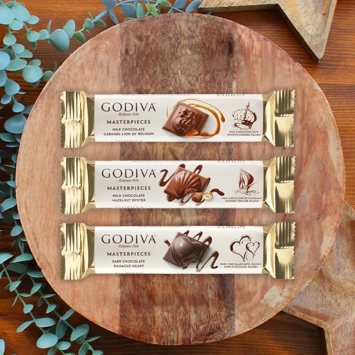 Godiva Masterpieces 30 Gram — Godiva Masterpieces mini bar 30gr Sütlü Çikolata, Bitter Ganaj Çikolata, Karamelli…