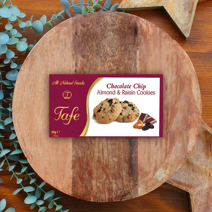 Tafe Cookie — Bademli & Üzümlü Çikolata Parçacıklı Kurabiye 50 gr