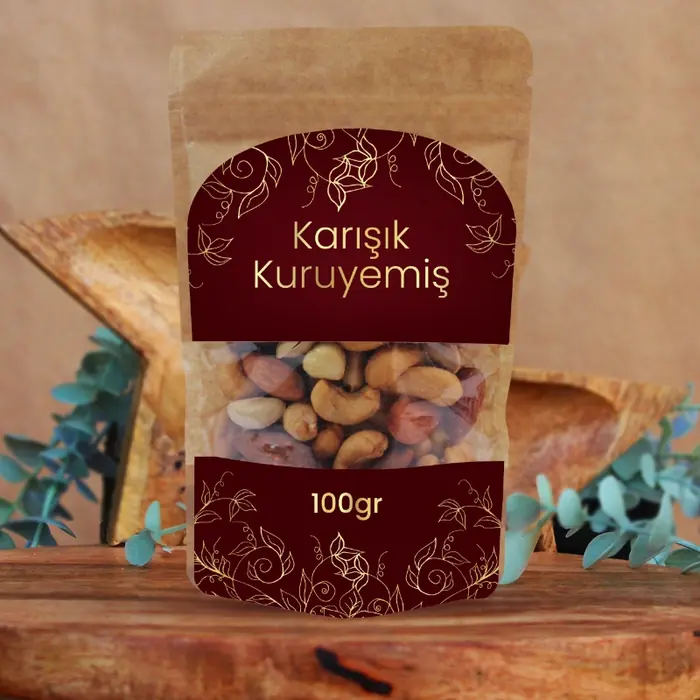 Firma Stickerlı Karışık Kuruyemiş 100 Gram — 100gr Karışık Kuruyemiş Firmanıza özel sticker ile hazırlanır