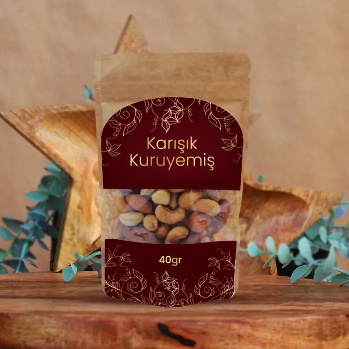Firma Stickerlı Karışık Kuruyemiş 40 Gram — 40gr Karışık Kuruyemiş Firmanıza özel sticker ile hazırlanır