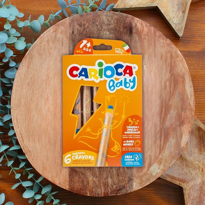 Carioca Baby "3 in 1" Jumbo Ahşap Gövdeli Boya Kalemi 6'lı
