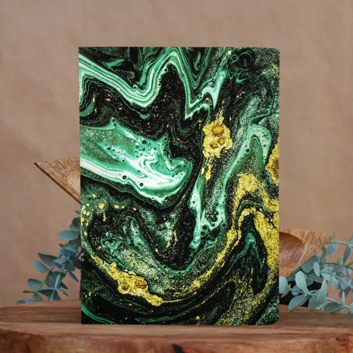 IGGY Yeşil Işıltılı Defter — 13x21 cm, Kapak üstüne baskı yapılabilir. (Renkleri mevcuttur,Sorunuz)