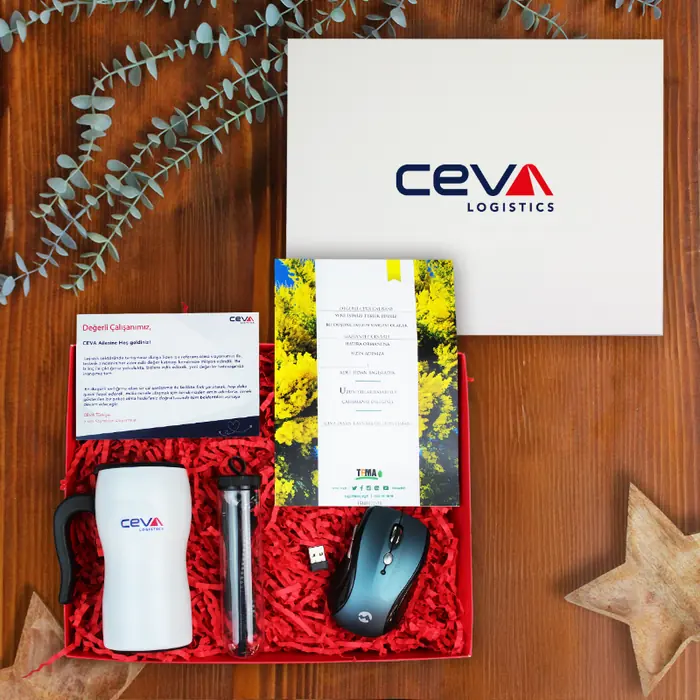 Ceva Lojistik — 30x24x10 cm Logo Baskılı Americak Bristol Kutu & Zigzag Kırpık Kağıt, Kablolu Kulaklık…