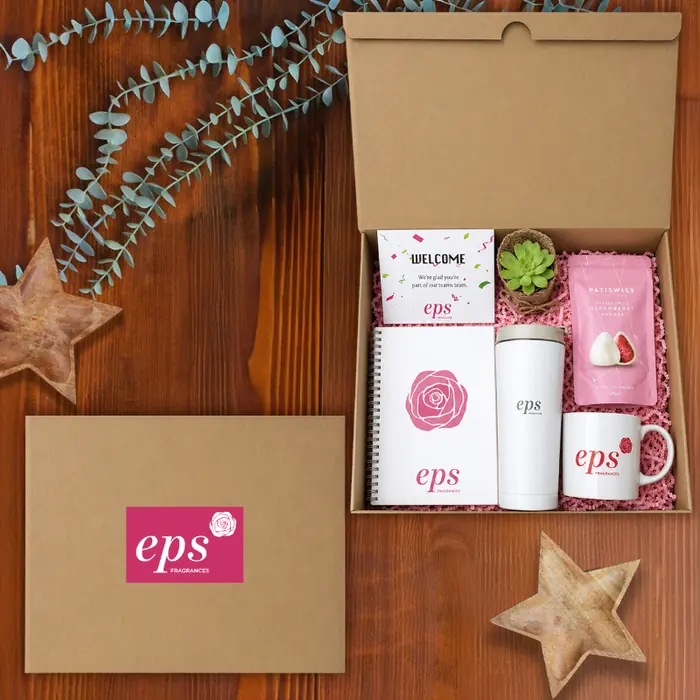 EPS Parfüm — Craft Kutu Üstü Sticker & Kutu İçi Zigzag Kağıt, Logo Baskılı Spiralli Defter, Logo…