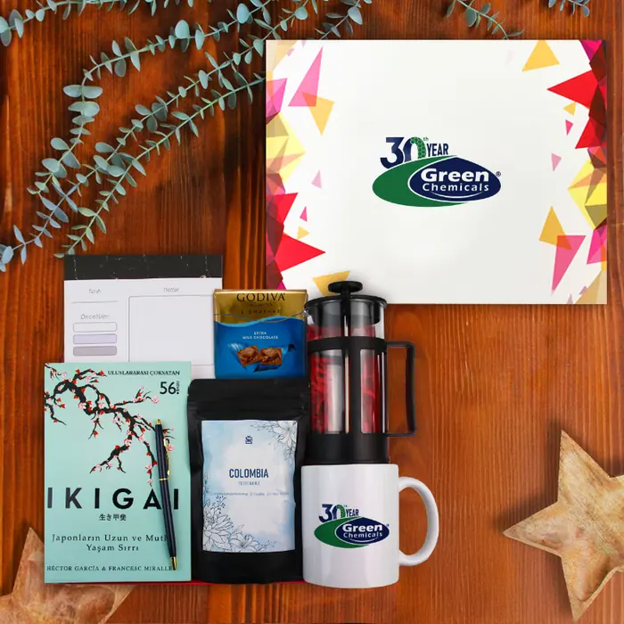 Green Chemicals — 30x24x10 cm Konsept Kutu Standart Kutusu Üstü Sticker & Kutu İçi Zigzag Kağıt, Ikigai –…